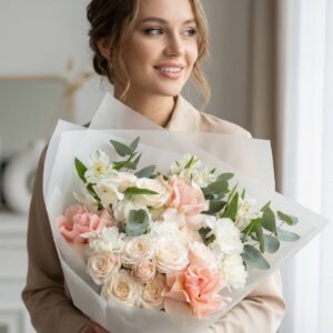 Букет из розовых французских роз "Хорошего дня"